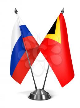 Russia and East Timor - Miniature Flags Isolated on White Background.