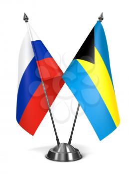 Russia and Bahamas - Miniature Flags Isolated on White Background.