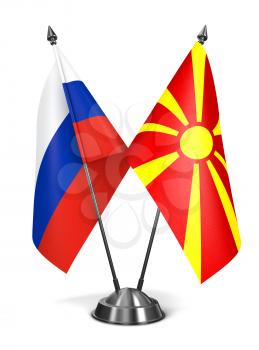 Russia and Macedonia - Miniature Flags Isolated on White Background.