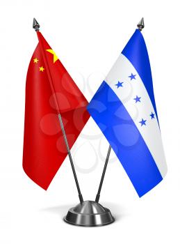 China and Honduras - Miniature Flags Isolated on White Background.