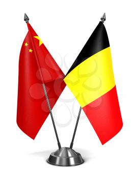 China and Belgium - Miniature Flags Isolated on White Background.