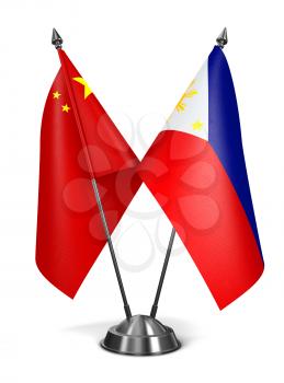 China and Philippines - Miniature Flags Isolated on White Background.