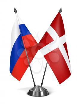 Russia and Sovereign Military Order Malta - Miniature Flags Isolated on White Background.