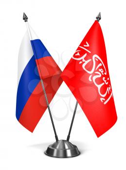 Russia and Waziristan - Miniature Flags Isolated on White Background.