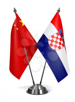 China and Croatia - Miniature Flags Isolated on White Background.