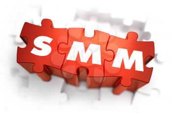 SMM - Text on Red Puzzles with White Background. 3D Render. 