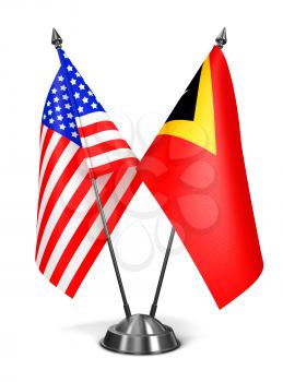 USA and East Timor - Miniature Flags Isolated on White Background.