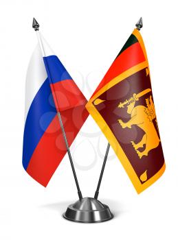 Russia and Sri Lanka - Miniature Flags Isolated on White Background.