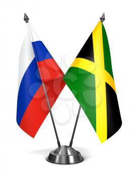 Russia and Jamaica - Miniature Flags Isolated on White Background.