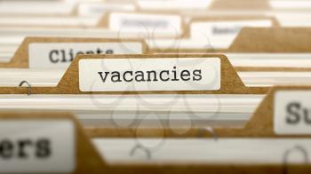 Vacancies Concept. Word on Folder Register of Card Index. Selective Focus.