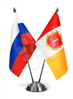 Russia and Luhansk People's Republic - Miniature Flags Isolated on White Background.