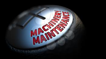 Machinery Maintenance. Control Concept. Gear Lever on Black Background. Close Up View. Selective Focus. 3D Render.