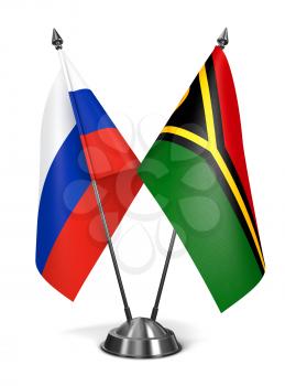 Russia and Vanuatu - Miniature Flags Isolated on White Background.