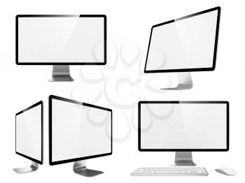 Modern 4k Widescreen Lcd Monitor. Isolated on White.