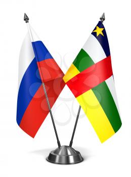 Russia and Central African Republic - Miniature Flags Isolated on White Background.