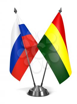 Russia and Bolivia - Miniature Flags Isolated on White Background.