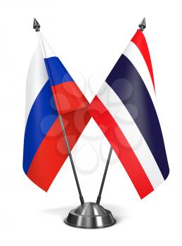 Russia and Thailand - Miniature Flags Isolated on White Background.