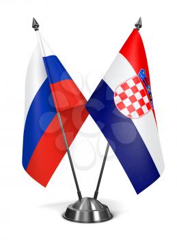 Russia and Croatia - Miniature Flags Isolated on White Background.