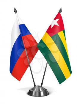 Russia and Togo - Miniature Flags Isolated on White Background.