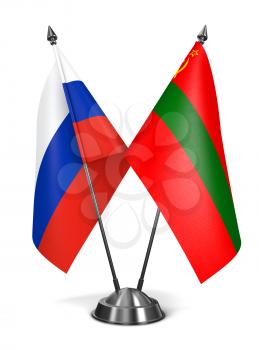 Russia and Transnistria - Miniature Flags Isolated on White Background.