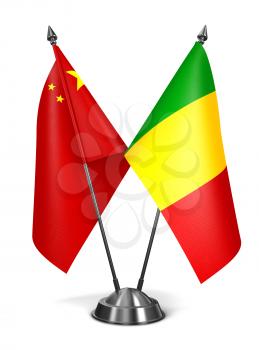 China and Mali - Miniature Flags Isolated on White Background.