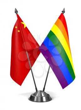 China and Gay - Miniature Flags Isolated on White Background.