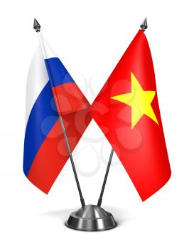 Russia and Vietnam - Miniature Flags Isolated on White Background.