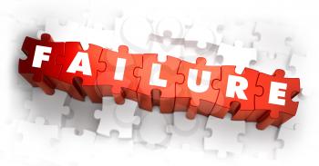 Failure - Word on Red Puzzles. 3D Render.