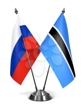 Russia and Botswana - Miniature Flags Isolated on White Background.