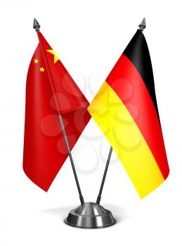 China and Germany - Miniature Flags Isolated on White Background.