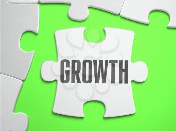 Growth - Jigsaw Puzzle with Missing Pieces. Bright Green Background. Close-up. 3d Illustration.