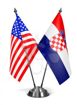 USA and Croatia - Miniature Flags Isolated on White Background.