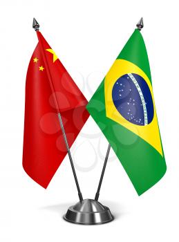 China and Brazil - Miniature Flags Isolated on White Background.