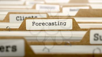 Forecasting Concept. Word on Folder Register of Card Index. Selective Focus.