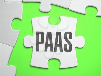 PAAS - Jigsaw Puzzle with Missing Pieces. Bright Green Background. Close-up. 3d Illustration.