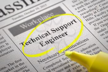 Technical Support Engineer Vacancy in Newspaper. Job Search Concept.