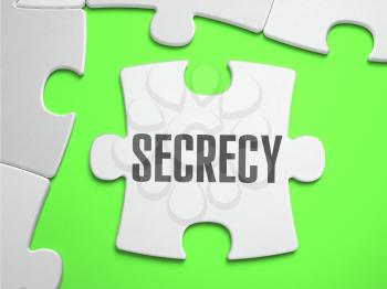 Secrecy - Jigsaw Puzzle with Missing Pieces. Bright Green Background. Close-up. 3d Illustration.