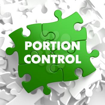 Portion Control on Green Puzzle on White Background.