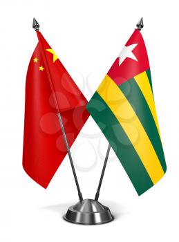 China and Togo - Miniature Flags Isolated on White Background.