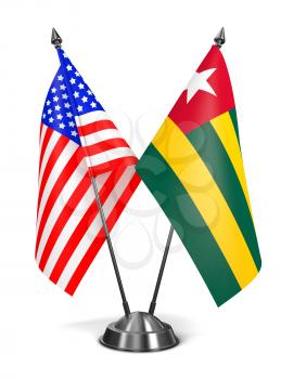 USA and Togo - Miniature Flags Isolated on White Background.