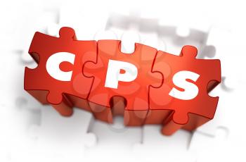 CPS - Cost Per Sale - White Word on Red Puzzles on White Background. 3D Illustration.