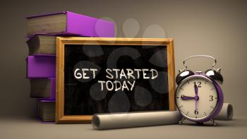 Get Started Today Concept Hand Drawn on Chalkboard. Blurred Background. Toned Image.