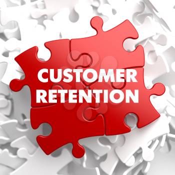 Customer Retention on Red Puzzle on White Background.