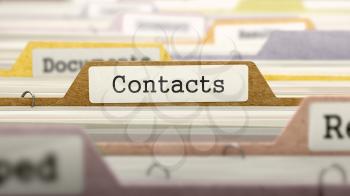 Contacts Concept. Colored Document Folders Sorted for Catalog. Closeup View. Selective Focus.