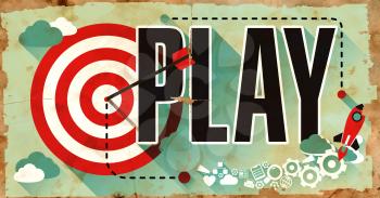 Play Concept. Poster on Old Paper in Flat Design with Long Shadows.