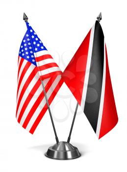 USA,  Trinidad and Tobago - Miniature Flags Isolated on White Background.