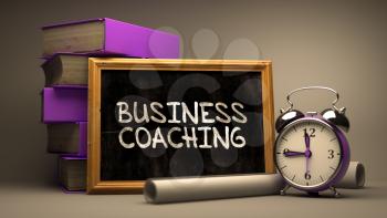Hand Drawn Business Coaching on Chalkboard. Blurred Background. Toned Image.