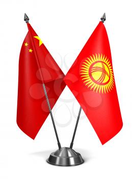China and Kyrgyzstan - Miniature Flags Isolated on White Background.