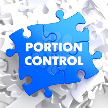Portion Control on Blue Puzzle on White Background.