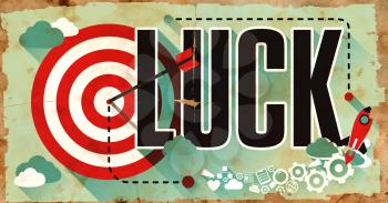 Target Luck on Grunge Poster with Long Shadows. 